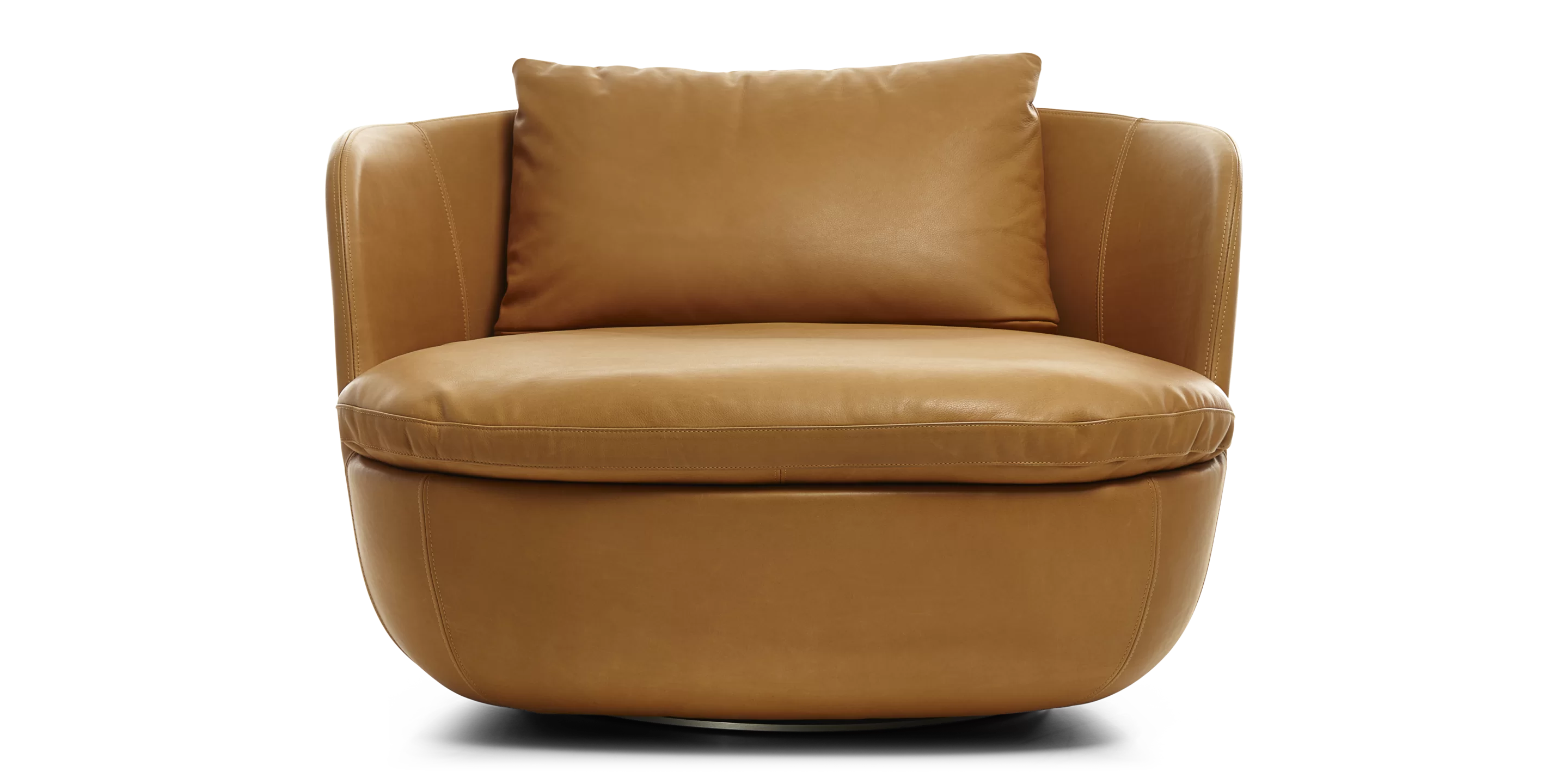 Bart Swivel Armchair Cervino Leather Cognac front view
